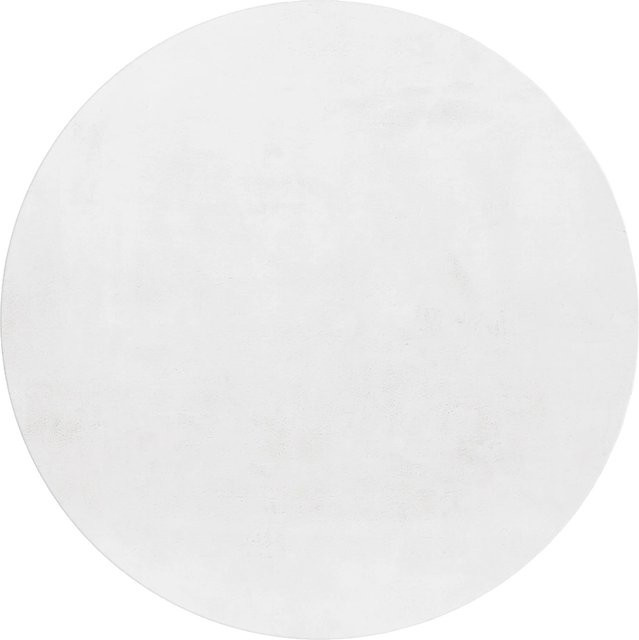 Ayyildiz Kurzflorteppich Pouffy in Weiß mit Felloptik, rund, Durchmesser: 160 cm - Bild 1