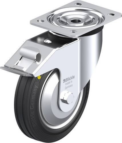 Blickle Lenkrolle L-V 182R-FI-EL-FA mit Feststeller, Rad-Durchmesser: 180 mm, Tragfähigkeit: 170 kg, Farbe: Silber/Schwarz - Bild 1
