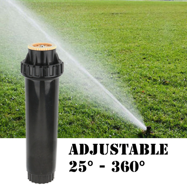 10 Stück UP-CLOUD Pop-up-Sprinkler für die Rasenbewässerung, verstellbar von 25 bis 360 Grad, 1/2 Zoll Gewinde, Schwarz - Bild 1