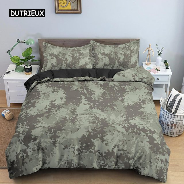 Bettbezug-Set mit Camouflage-Muster von Binchi Outdoor Product aus Mikrofaser in Grün/Mehrfarbig, B/H: 200 x 200 cm - Bild 1