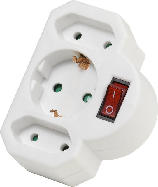 Vivanco Schuko-Adapter mit Schalter in Weiß - Bild 1