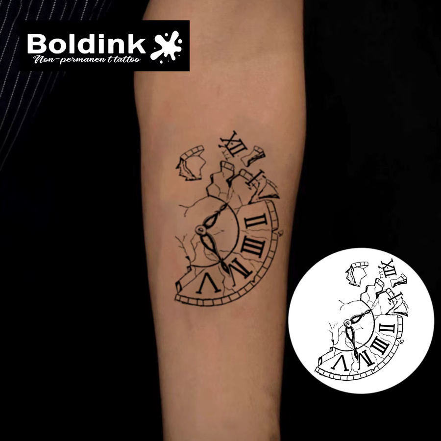 Boldink Shattered Clock Temporäres Tattoo, wasserfest, semi-permanent - Bild 2