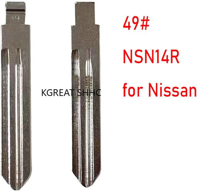 Xhorse KD Metall Blank Uncut Flip Schlüsselklinge NSN14R Nr. 49 für Nissan Fernbedienungen, 10 Stück, Silber - Bild 1
