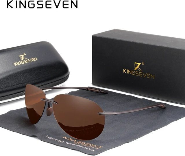 Kingseven Pilot Sonnenbrille, randlos, polarisiert, Unisex, TR90 - Bild 1