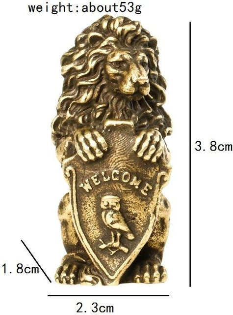 Antike Bronze-Statue Lion King und Eule als Feng Shui Dekoration in Gold und Kupfer für dein Zuhause - Bild 1