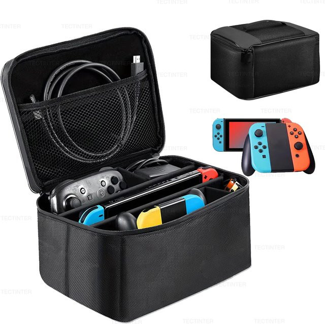 Große Nintendo Switch OLED Reise-Aufbewahrungstasche für Zubehör in Schwarz - Bild 1