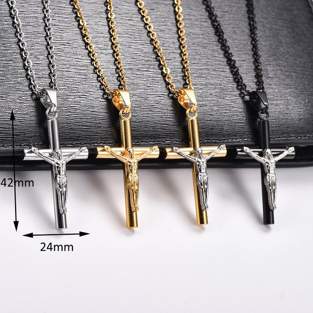 YULIN Anhänger Kruzifix, Edelstahl, Silber, Unisex - Bild 1