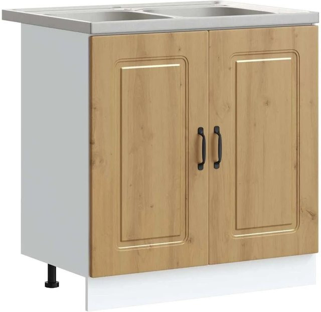 vidaXL Küchenschrank Kalmar in Artisan-Eiche mit Tür, Farbe Braun, B/T/H: 80 x 46 x 81,5 cm - Bild 1