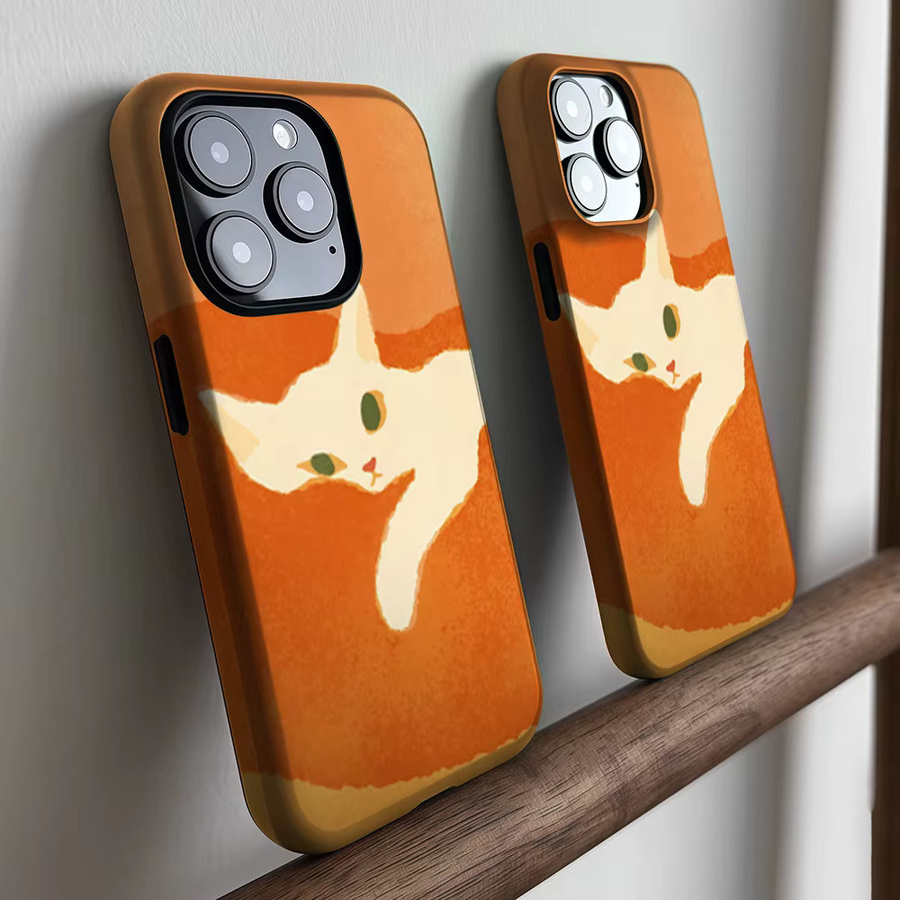 CaseLumi Matte Bumper MagSafe Schutzhülle für iPhone 17 16 15 14 13 Pro Max mit weißem Katzen-Design - Bild 2