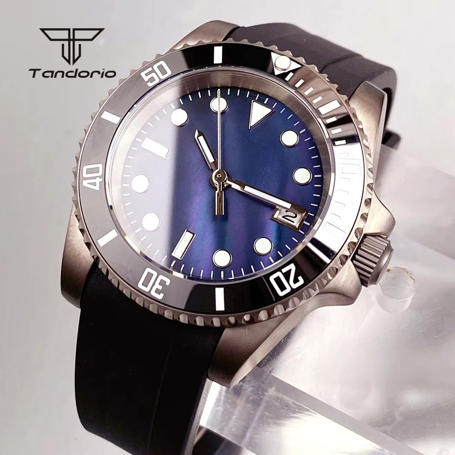 Tandorio Armbanduhr, Automatik, Titan, blau, 40 mm, Silikon, Herren - Bild 4