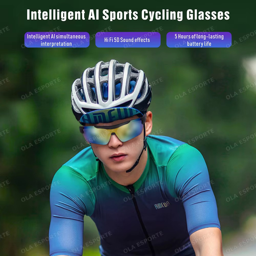 Ola Esporte Smart Sonnenbrille für Männer mit Bluetooth, KI-Sprachsteuerung, Kamera und polarisiertem UV400 Schutz in Schwarz und Orange - Bild 2