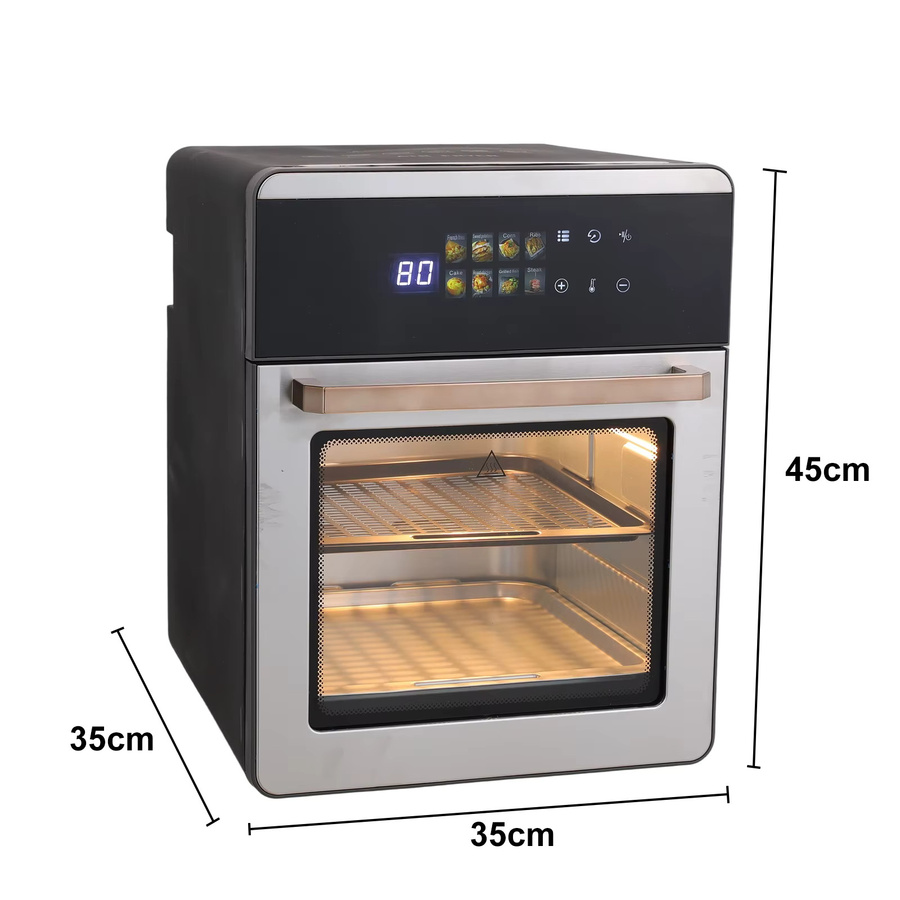 Betuyoo Smarte Heißluftfritteuse mit LED-Touchscreen, 20L Ölfreier Heißluftofen mit Sichtfenster und Antihaftkorb, 1800W, Schwarz - Bild 7