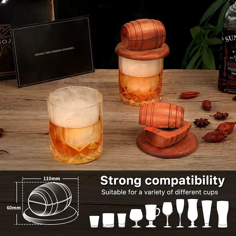 Untior Cocktail Barrel Smoker Kit aus Holz und Edelstahl in Braun für Bourbon und Whisky inklusive Eiswürfelformen - Bild 2
