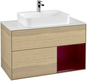 V&B Waschtischunterschrank Finion 100 mit LED-Beleuchtung und Regalfach in Weiß - Bild 1