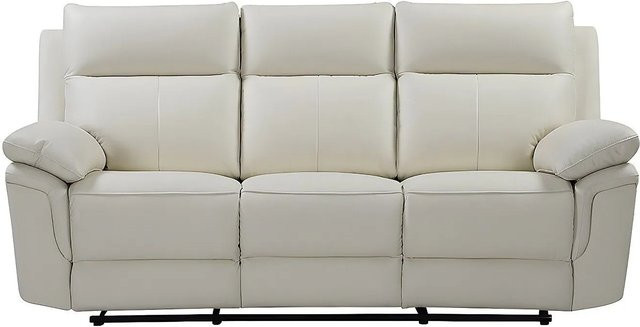 Vente-unique Relaxsofa Pakita in Elfenbein mit Büffelleder und Massivholzrahmen, Breite: 208 cm - Bild 1