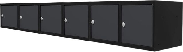 PROREGAL Blocky Schließfachwürfel Set aus 6 Stück mit Drehriegelschloss für Vorhängeschlösser, Farbe: Anthrazit, B/T/H: 40 x 40 x 40 cm - Bild 1
