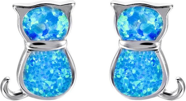 YIRAN Jewelry Katzenohrringe, Kupfer, Weiß, Zirkonia, Kristall, Damen - Bild 1