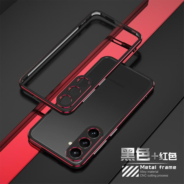Stoßfeste Handyhülle mit Aluminium-Stoßfänger und Metall-Linsenrahmen für Samsung Galaxy S22, S23, S24, S25 Ultra Plus und S25 Ultra in Schwarz - Bild 1
