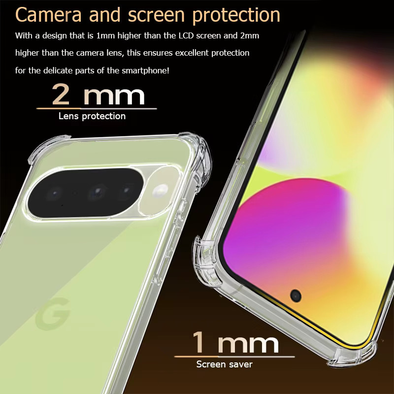 Stoßfeste und transparente Bumper-Telefonhülle für Google Pixel 10, 9, 8, 7, 6, 5, 4 (XL, 4G, 5G) sowie 9A, 8A, 7A, 6A, 5A, 4A - Bild 5