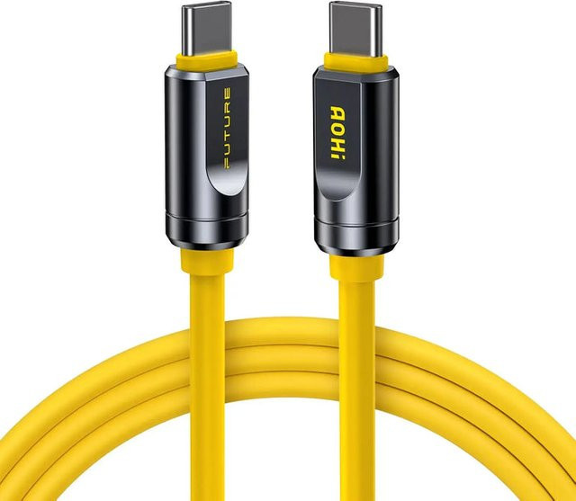 AOHI Adonis USB4 2.0 USB-C auf USB-C Kabel, 240W, 120Gbps, 8K, PD3.1, Thunderbolt 5 kompatibel, Gelb, Länge: 200 cm - Bild 1