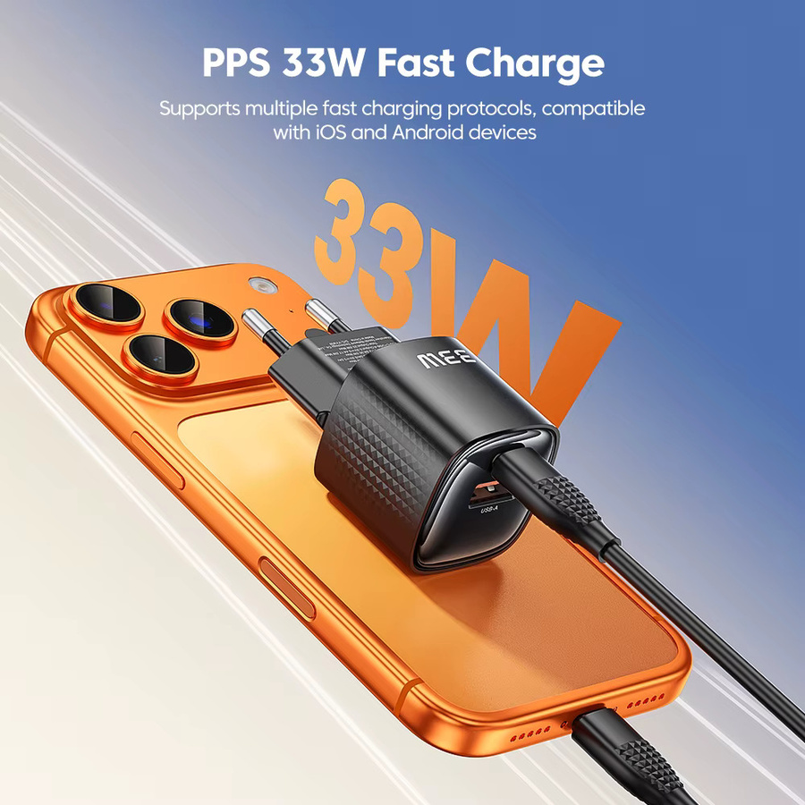 Toocki 33 W USB Typ C GaN Ladegerät mit PD und PPS für iPhone, iPad, Samsung und Huawei in Schwarz - Bild 5