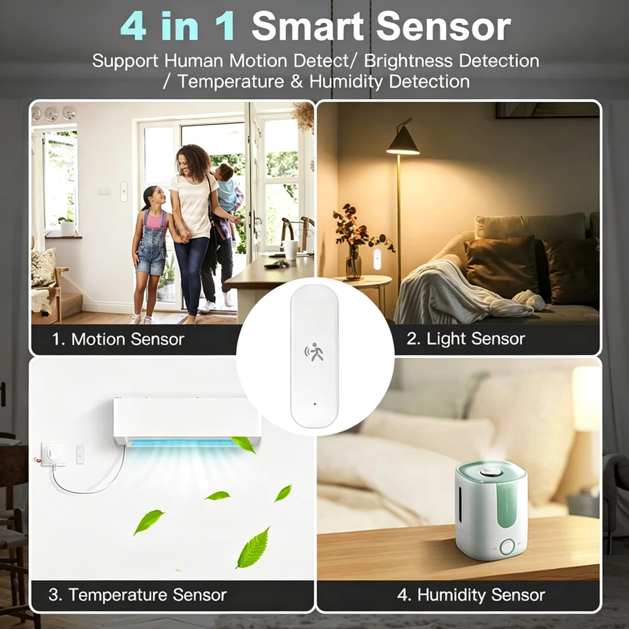 Tuya Smart Zigbee MmWave Radar Bewegungsmelder 10G 4-in-1 Detektor mit Helligkeits-, Temperatur- und Feuchtigkeitssensor in Weiß - Bild 2