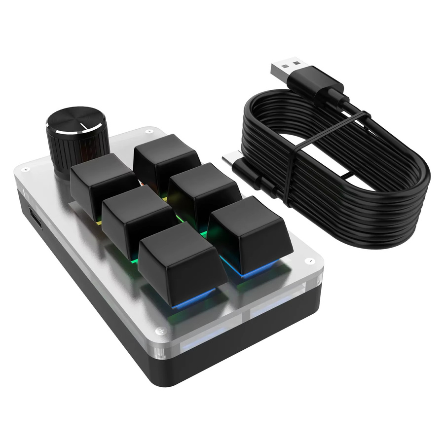 Ammtoo Mini-Makrotastatur mit 6 Tasten und 1 Knopf, programmierbare mechanische RGB Gaming-Tastatur in Weiß - Bild 6