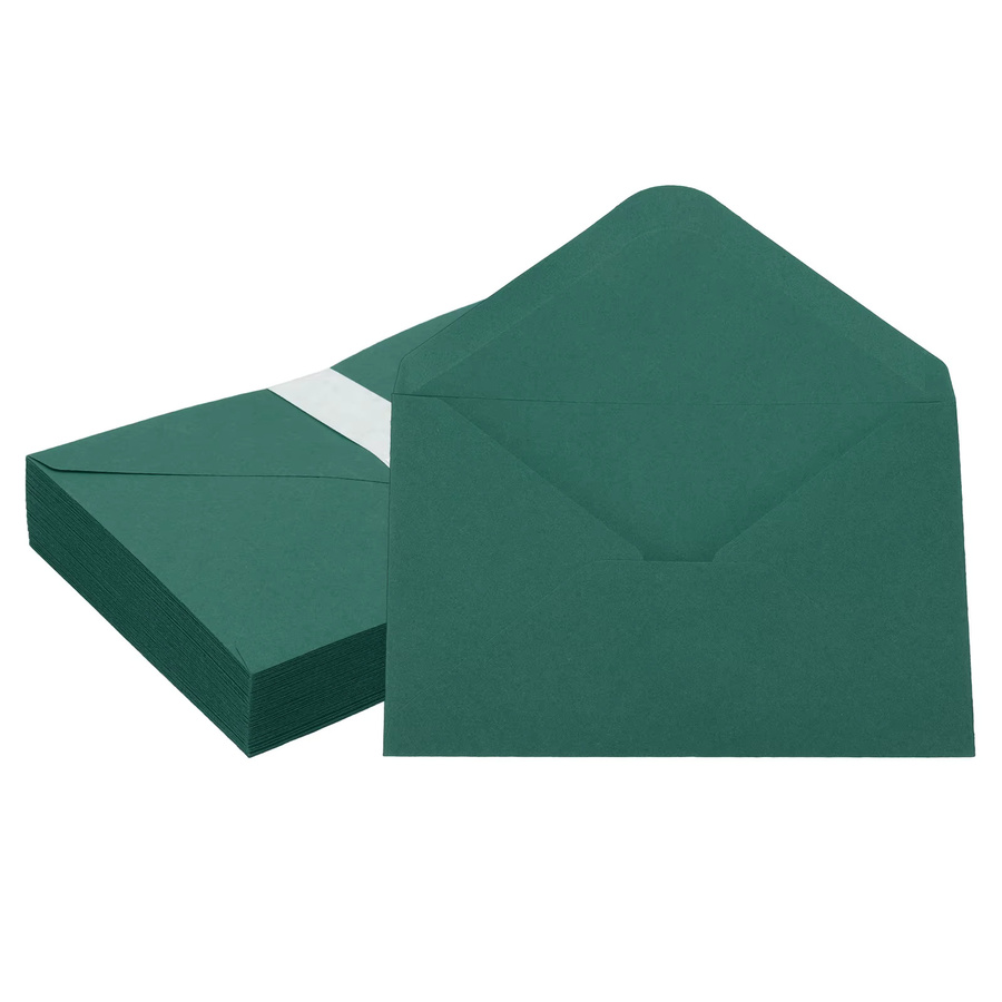 50 Stück Einladungsumschläge mit V-Flap in Grün, A7-Grußkartenumschläge aus Papier, B: 17,8 cm, H: 12,7 cm - Bild 5