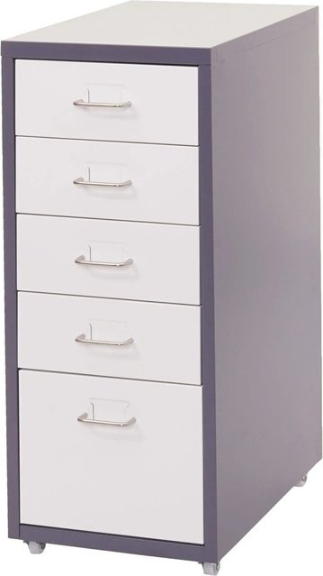 PROREGAL Rollcontainer Housten mit 6 Schubladen aus pulverbeschichtetem Stahlblech, Farbe: Dunkelgrau und Weiß, B/T/H: 69 x 28 x 41 cm - Bild 1