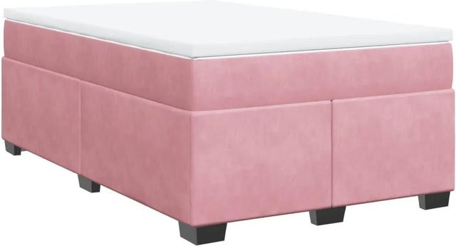 vidaXL Boxspringbett mit Matratze in Rosa, Hybrid-Bett aus Samt mit Taschenfederkern, B/T: 120 x 200 cm - Bild 1
