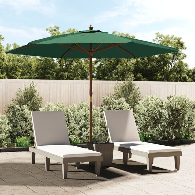 vidaXL Sonnenschirm aus Polyester und Bambus in Grün, B: 299 cm, T: 240 cm - Bild 2