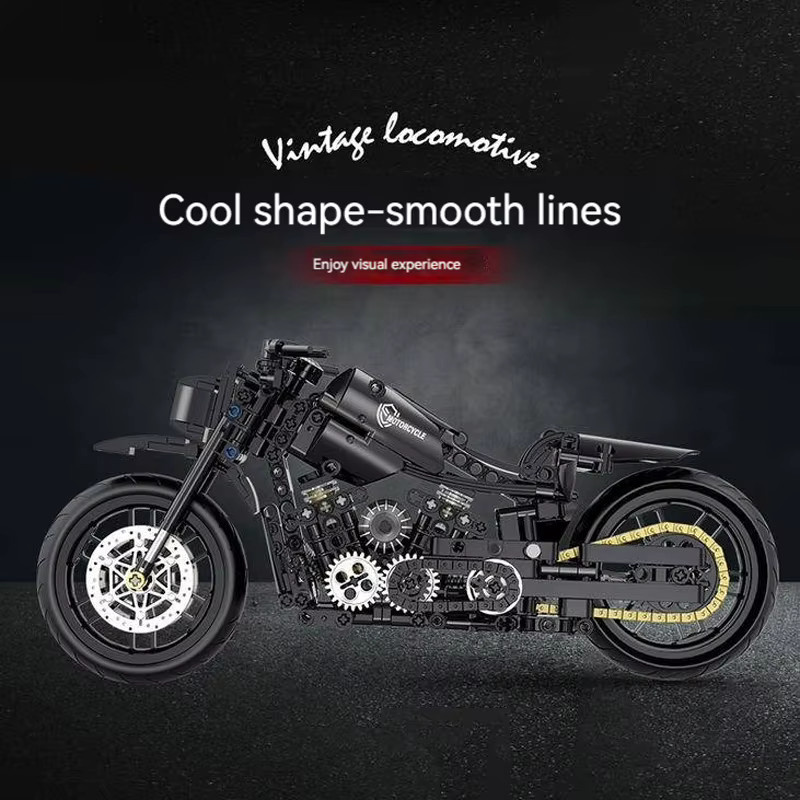 yaafun Technische Motorrad Bausteine, Modell Fahrzeug, Schwarz - Bild 2