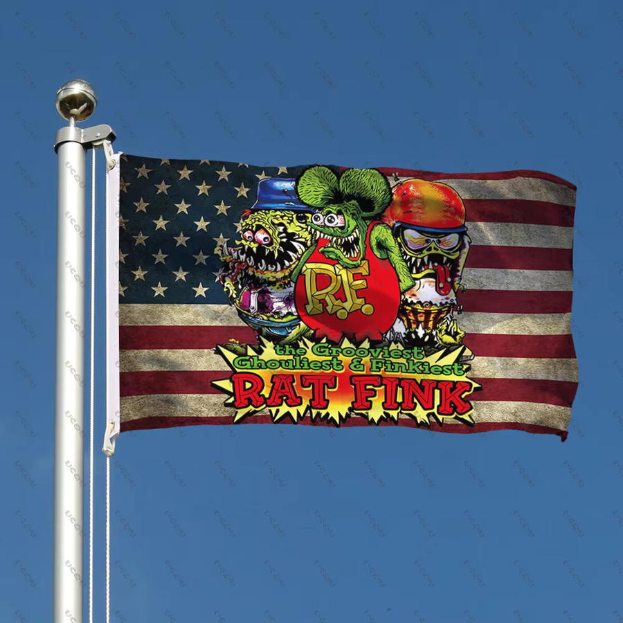 Dekorativer R-Rat F-Fink Meme Wandteppich in Multicolour, Rechteckiges Textil-Banner für Schlafzimmer und Wohnheim, B/H: 60 x 40 cm - Bild 4