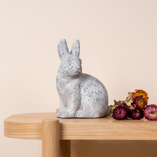 Deko Hase aus Beton von BLUME2000 in Grau für Ostern, Höhe: 21,0 cm, Breite: 13,0 cm, Tiefe: 9,0 cm - Bild 1