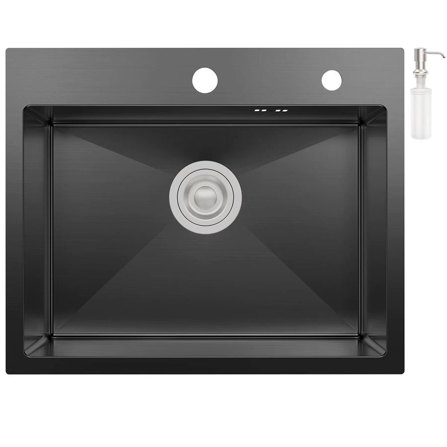 CECIPA max Einbauspüle aus Edelstahl in Schwarz mit Nano-Beschichtung und Seifenspender, B/T: 55 x 45 cm - Bild 2