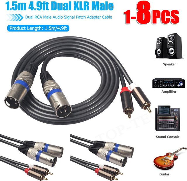 MOJOYCE Audio Signal Patch Adapter Kabel Dual XLR auf Dual RCA in Schwarz, Länge: 1,5 m - Bild 1