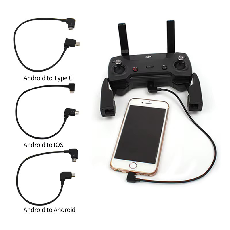 DJI Datenkabel Micro-USB auf Lightning oder USB-C für DJI Spark, Mavic Pro, Mavic Air, Mavic 2 und Mini SE in Schwarz - Bild 3