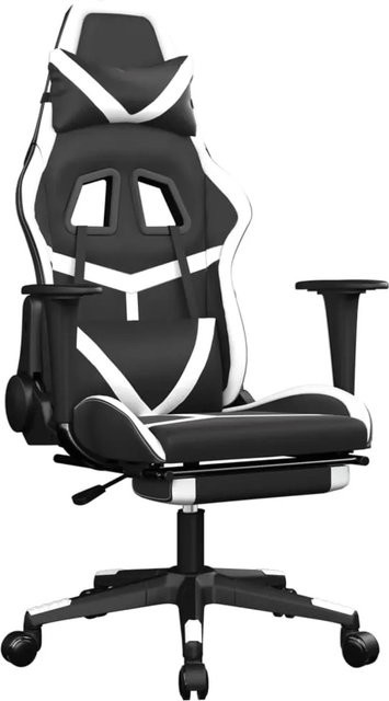 vidaXL Gaming-Stuhl Modell 4 in Schwarz und Weiß aus Kunstleder mit Fußstütze und Kopfstütze - Bild 1