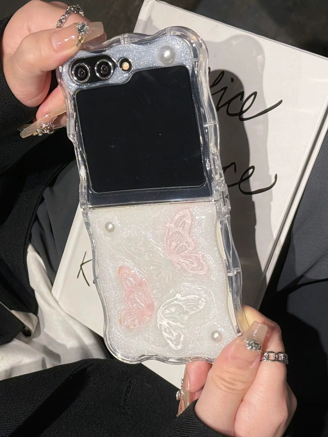 Schmetterling 3D Handyhülle mit Armband und Wellen-Design für Samsung Galaxy Z Flip 6, Z Flip 5, Z Flip 4 und Z Flip 3, stoßfeste Abdeckung mit Lanyard - Bild 7