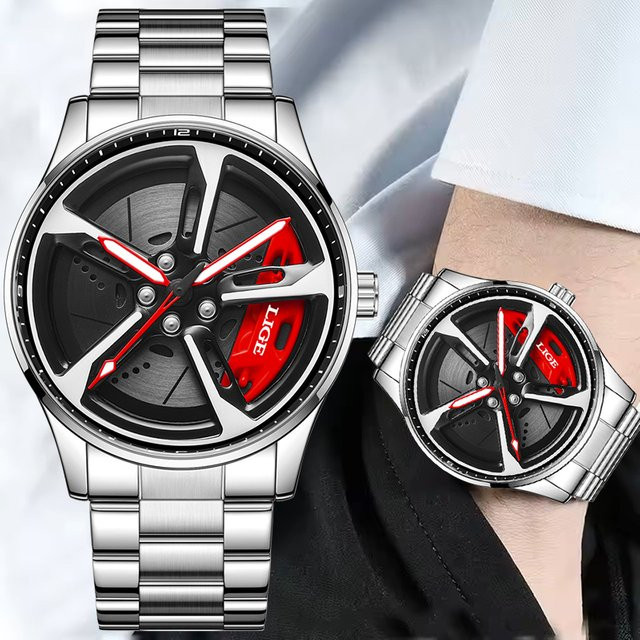 LIGE Armbanduhr Quarz, Edelstahl, Schwarz, Herren - Bild 1