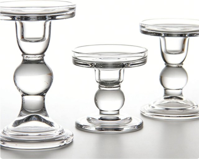 Fishine Kerzenleuchter-Set aus Glas in Transparent, 3 Stück für Hochzeit und romantische Anlässe - Bild 1