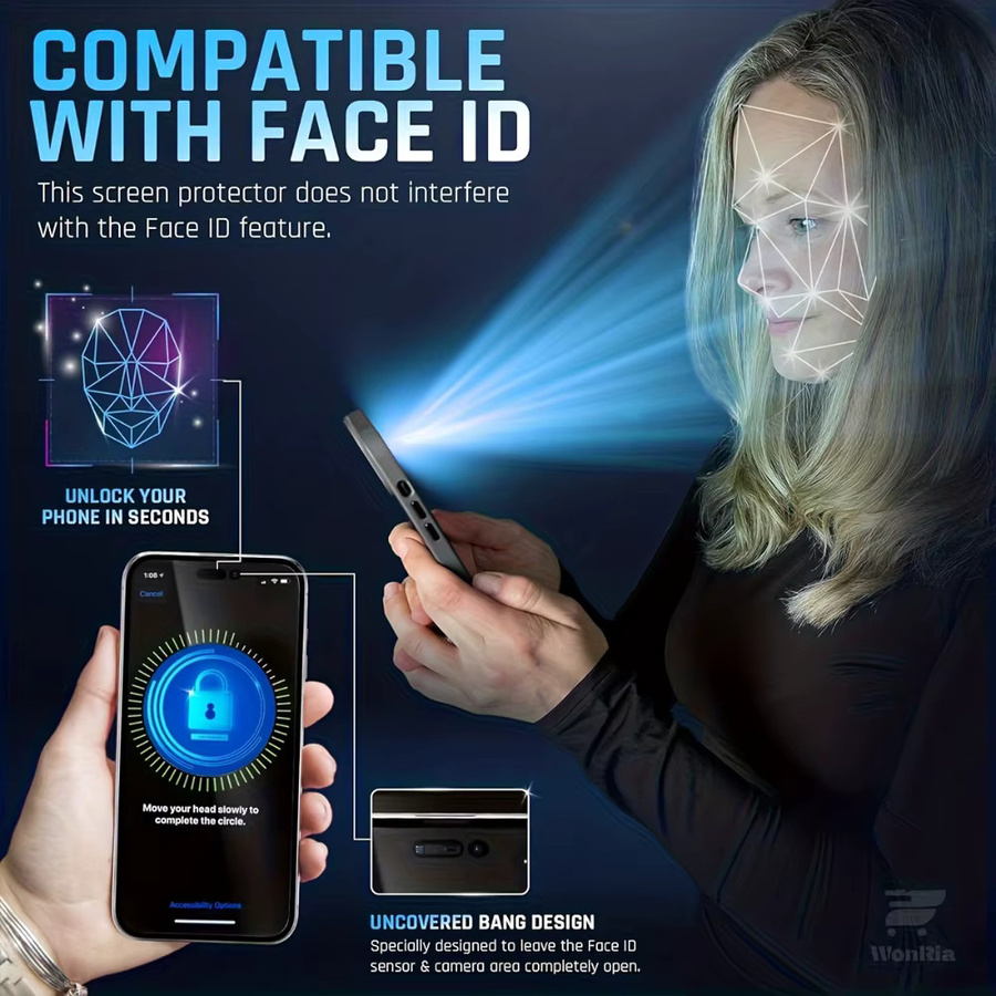 NNBILI 4er-Pack Displayschutzfolien aus gehärtetem Glas in Transparent für iPhone 17 16 15 14 13 12 11 Pro Max - Bild 5