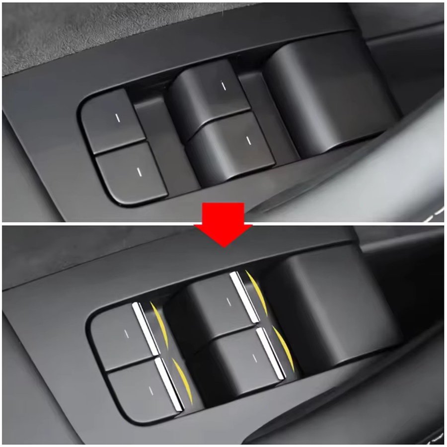 7er Set Fensterheber Schalter Abdeckung für Tesla Modell Y, Modell 3 und Model 3 Highland 2021-2024 in Silber von A Little Change - Bild 2