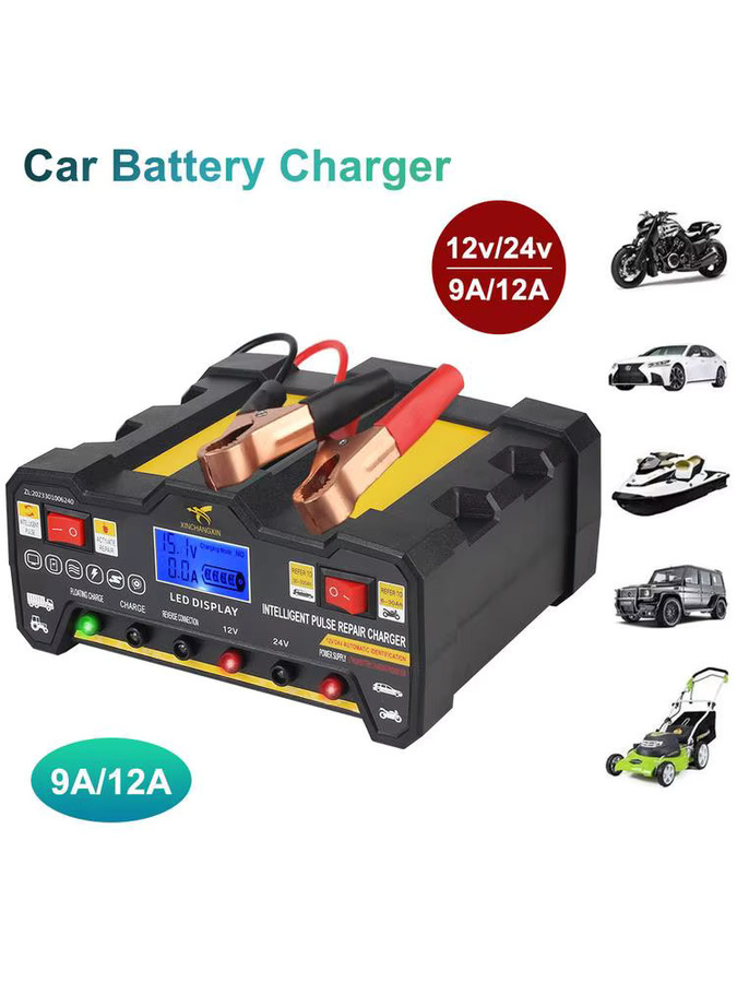 Intelligentes 300Ah Puls Reparatur Batterie Ladegerät 220W mit LCD Display für Blei-Säure-Batterien in Schwarz - Bild 2