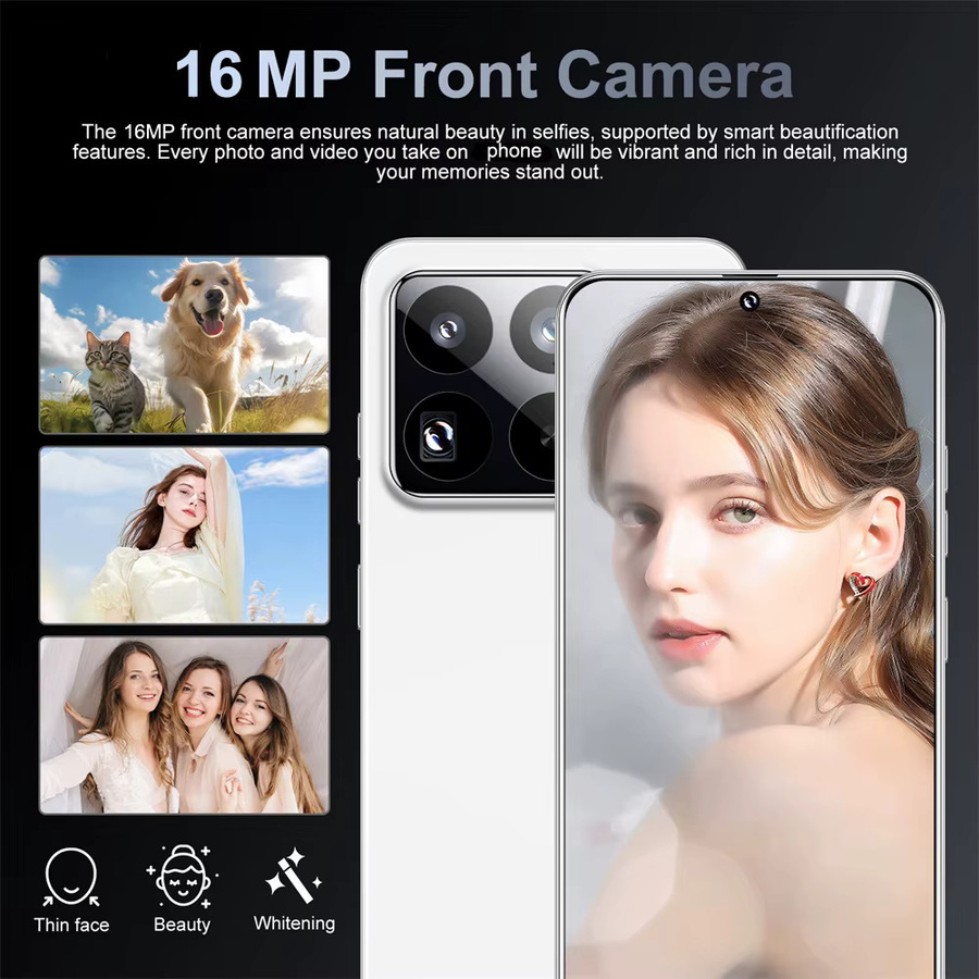 CHOTOG 15T Pro Smartphone 5G mit Android 15, 7.0 HD Display, 22 GB RAM, 2 TB Speicher, 8000 mAh Akku, Dual-SIM, Farbe: Weiß, Globale Version - Bild 4
