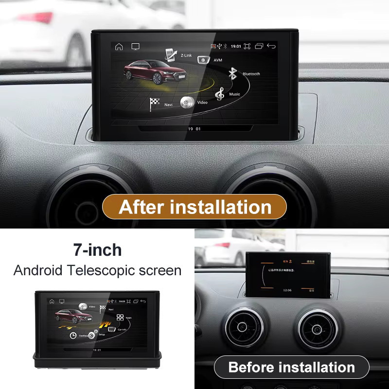 STWEI Android 13 Multimedia Autoradio mit 7 Zoll Lift-Funktion, 8 Core, Carplay und GPS für Audi A3 (Baujahre 2013-2018), Schwarz - Bild 2