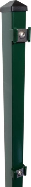 Fa-Bausysteme Zaunpfosten für Doppelstabmatten mit Klemmplättchen aus V2A in Moosgrün, Höhe: 140 cm, Breite: 6 cm, Tiefe: 4 cm - Bild 1