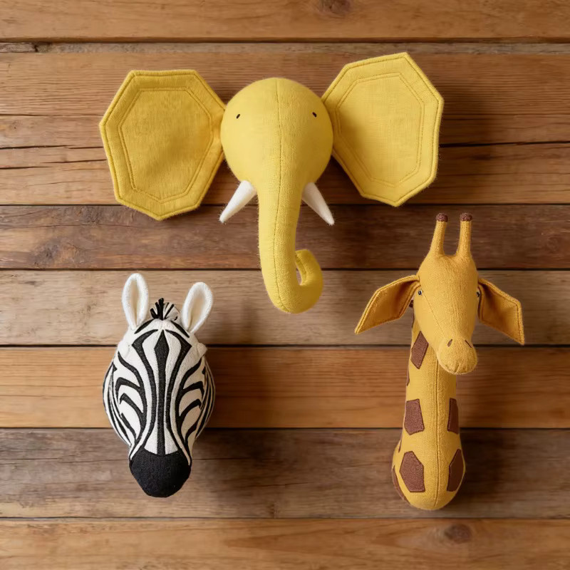 INS Room Decor Handgefertigte Tierköpfe aus Filz und Plüsch als Wandbehang für das Kinderzimmer - Bild 2