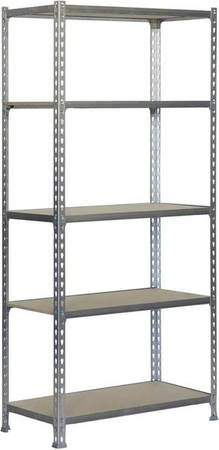 PROREGAL Schwerlastregal Big Muli mit 5 verstellbaren Fachböden, Farbe Grau/Silber, H x B x T: 200 x 100 x 40 cm