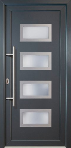 Meeth Aluminium-Haustür Signum Alu in Grau mit satiniertem Glaseinsatz - Bild 1